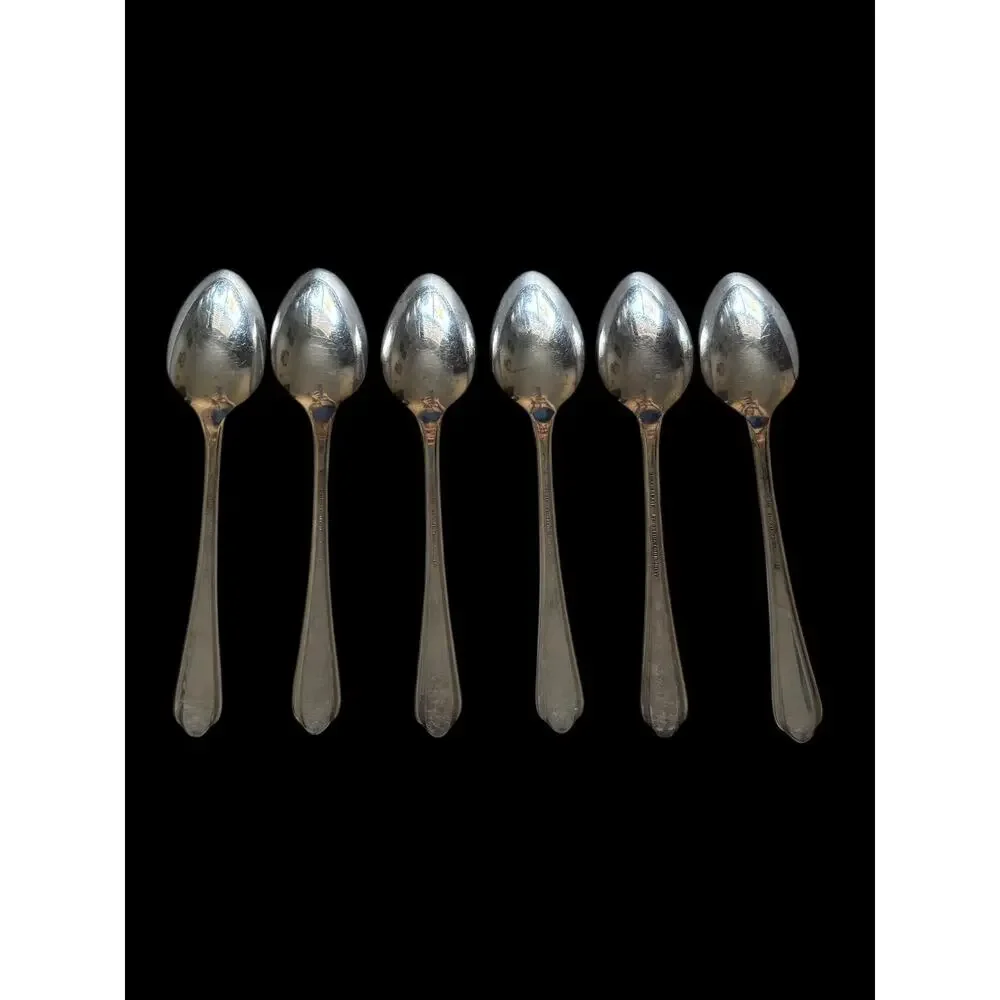 Set Of 6 Oneida Community Tudor Plate Silverplate Bellflower Teaspoons Post War